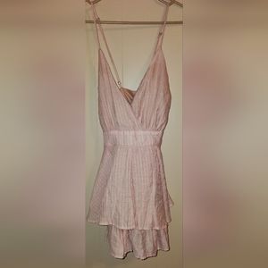 B original by Shoe fly- Beautiful pink spaghetti strap Large- romper. Feminine.